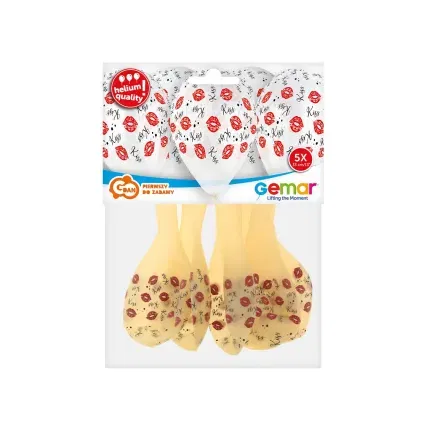 Balony Premium Kiss Kiss, 13 cali 5 szt.
