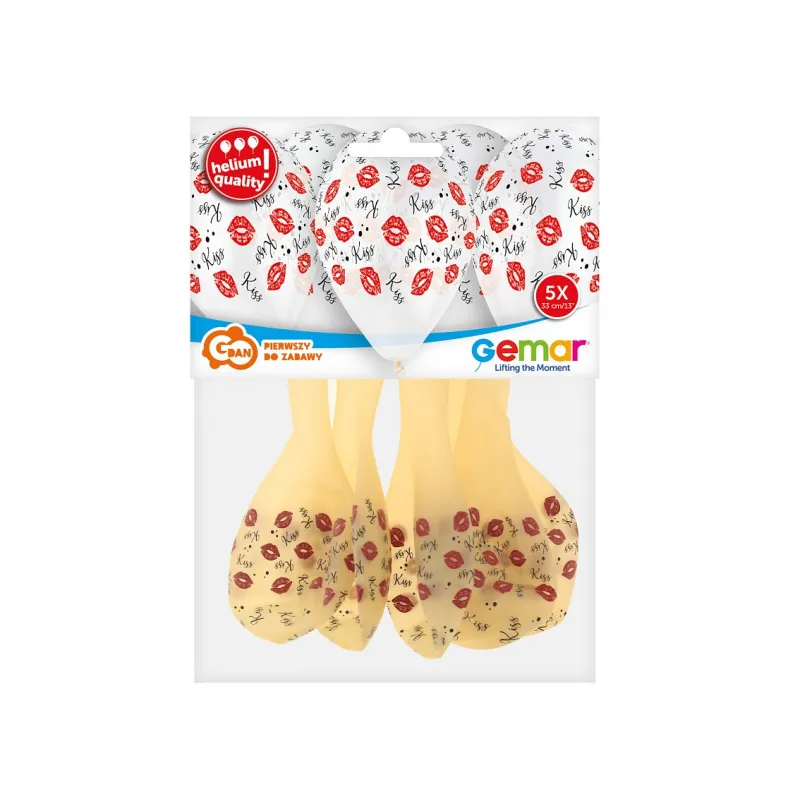 Balony Premium Kiss Kiss, 13 cali 5 szt.