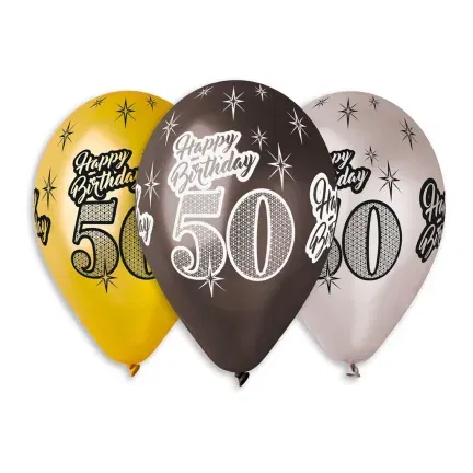 Balony urodzinowe Premium Happy Birthday 50, metaliczne, 12 cali / 6 szt. Balony urodzinowe Premium Happy Birthday 50, metaliczne, 12 cali / 6 szt.