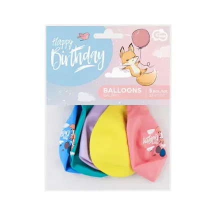 Balony urodzinowe Premium Happy Birthday (lisek), 13 cali 5 szt. Balony urodzinowe Premium Happy Birthday (lisek), 13 cali 5 szt.