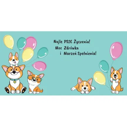 Kartka urodzinowa z kopertą CUTE PIESKI, Najlepsiego 1 szt.