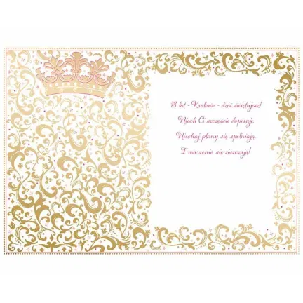 Kartka urodzinowa z kopertą, 18 urodizny PINK