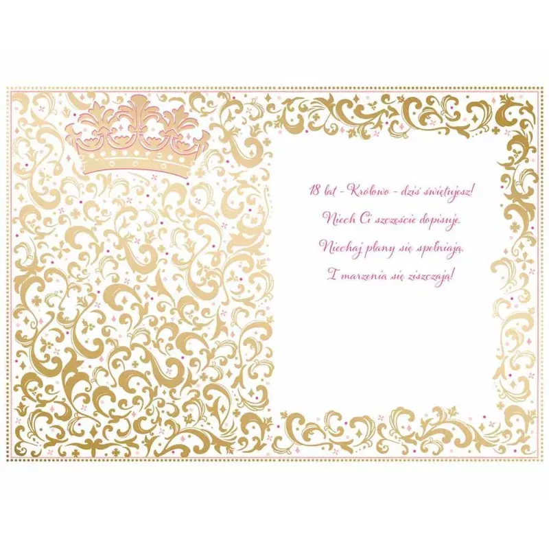 Kartka urodzinowa z kopertą, 18 urodizny PINK