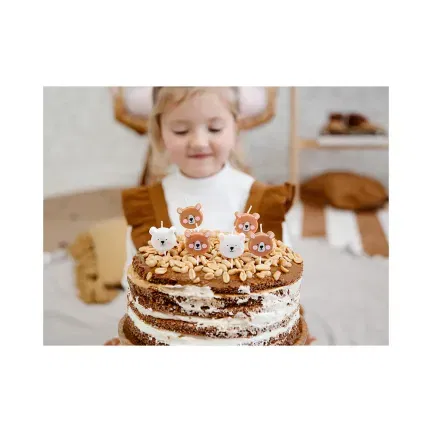 Świeczki urodzinowe Miś, 6szt.