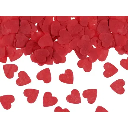 Tuba konfetti z sercami, czerwone, 28cm