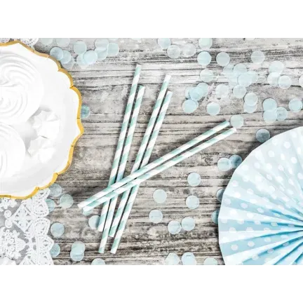 Słomki papierowe, jasnoniebieski, 19,5cm 10szt. Słomki papierowe, jasnoniebieski, 19,5cm 10szt.