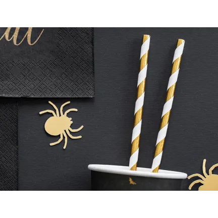 Słomki papierowe, złote, 19.5cm