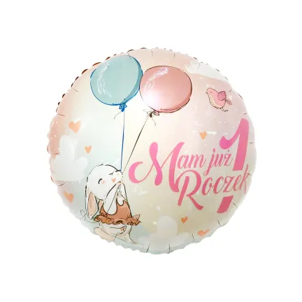 Balon MAM JUŻ 1 ROCZEK z króliczkiem 
