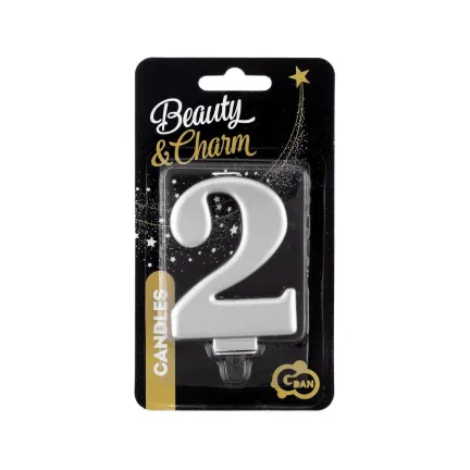 Świeczka 2 metalik srebrna, 8 cm Świeczka 2 metalik srebrna, 8 cm