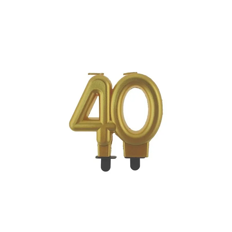 Świeczka 40 złota, metaliczna 8 cm