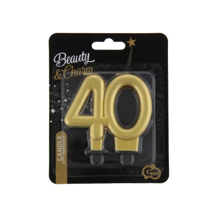 Świeczka 40 złota, metaliczna 8 cm Świeczka 40 złota, metaliczna 8 cm