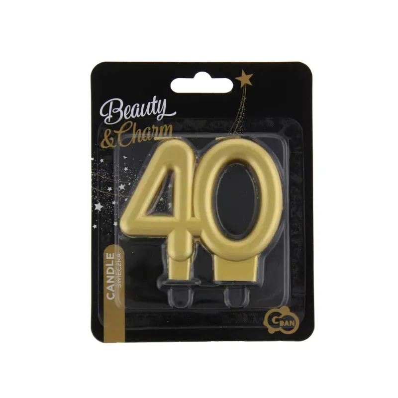 Świeczka 40 złota, metaliczna 8 cm Świeczka 40 złota, metaliczna 8 cm