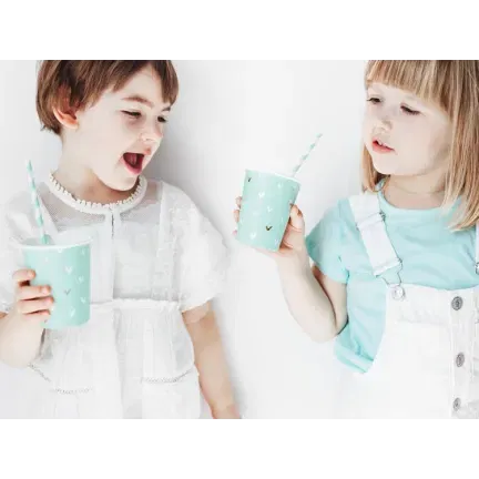 Słomki błękitne w paski papierowe /10szt.