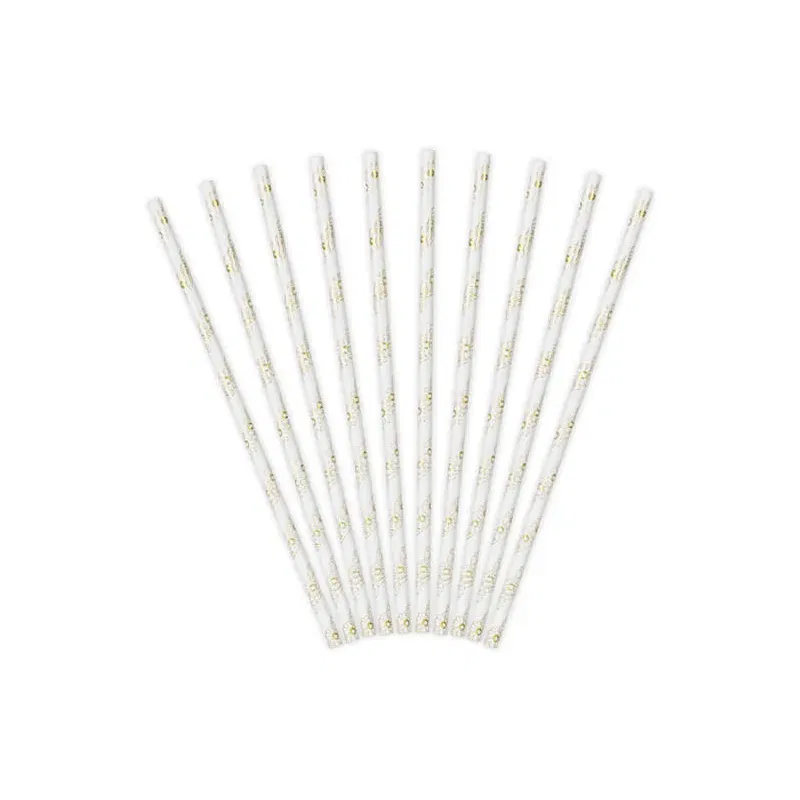 Słomki złote stokrotki, papierowe/10szt. Słomki złote stokrotki, papierowe/10szt.