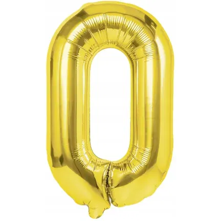 Balon "0" złoty, 40cm, foliowy