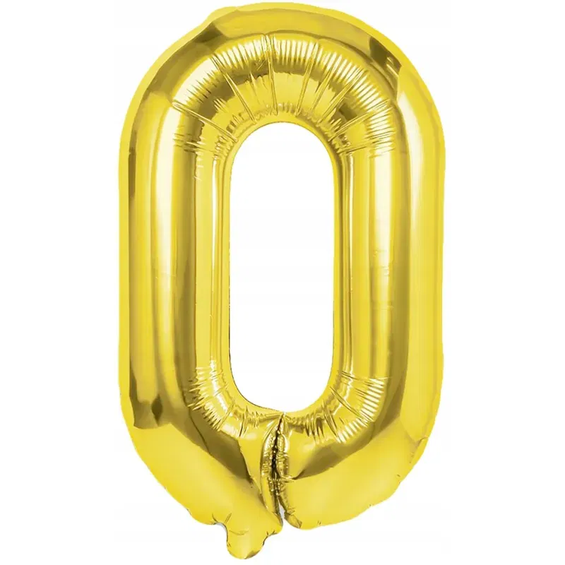 Balon "0" złoty, 40cm, foliowy