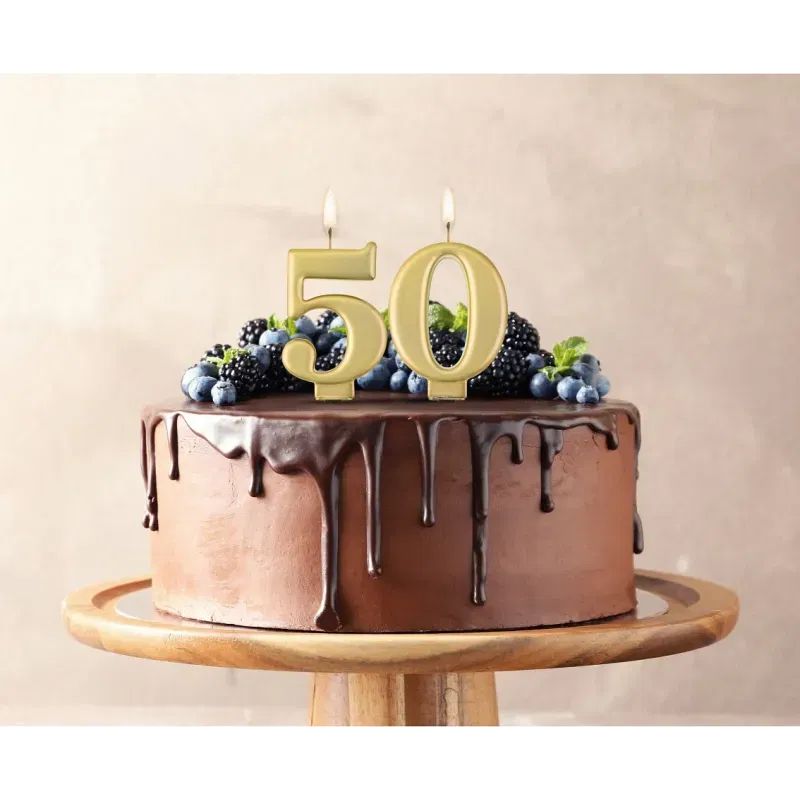 Świeczka cyfra 5 urodziny, metalik złota, 8 cm