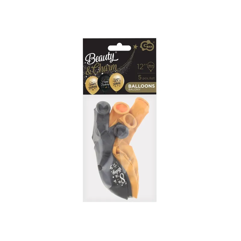 Balony Liczba 18 Urodziny Happy Birthday, Beauty&Charm, 30 cm, 5 szt. Balony Liczba 18 Urodziny Happy Birthday, Beauty&Charm, 30 cm, 5 szt.