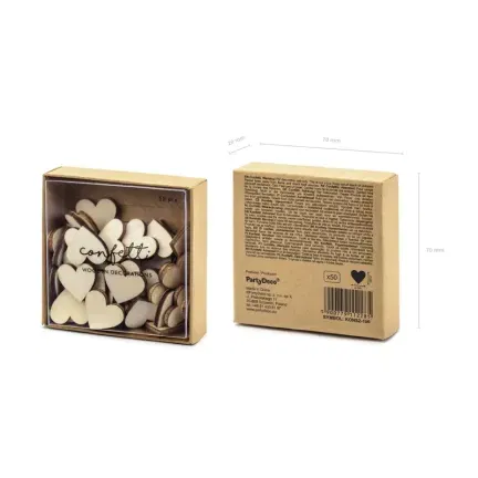 Drewniane konfetti Serca, 2x2cm 50 szt.