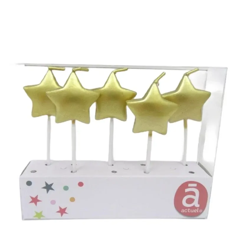 Świeczki na TORT złote gwiazdki 5 szt Świeczki na TORT złote gwiazdki 5 szt