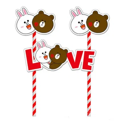 Topper dekoracja na TORT misie LOVE