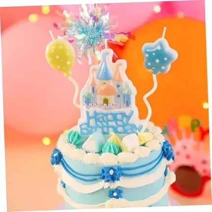 Świeczki dekoracja na TORT niebieski zamek 3 elementy Świeczki dekoracja na TORT niebieski zamek 3 elementy