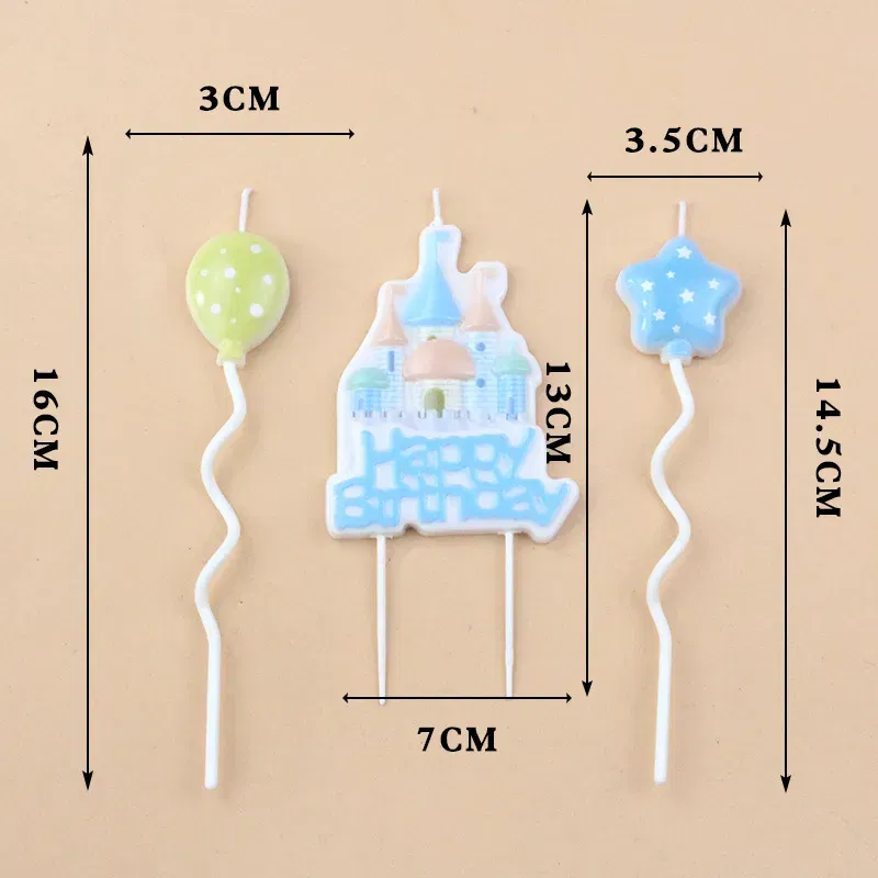 Świeczki dekoracja na TORT niebieski zamek 3 elementy Świeczki dekoracja na TORT niebieski zamek 3 elementy