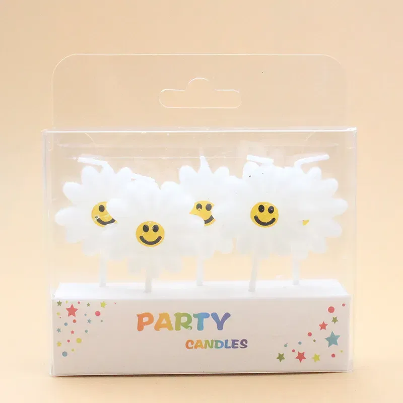 Świeczki dekoracja na TORT stokrotki 5 szt