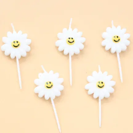 Świeczki dekoracja na TORT stokrotki 5 szt