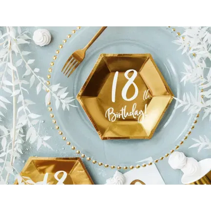 Talerzyki 18th Birthday, złoty, 20cm Talerzyki 18th Birthday, złoty, 20cm