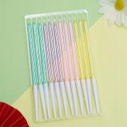 Świeczki dekoracja na TORT kolorowe pastelowe 13 cm 12 szt