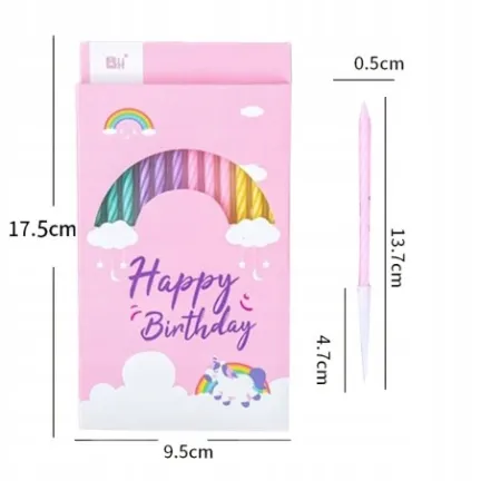 Świeczki dekoracja na TORT kolorowe pastelowe 13 cm 12 szt