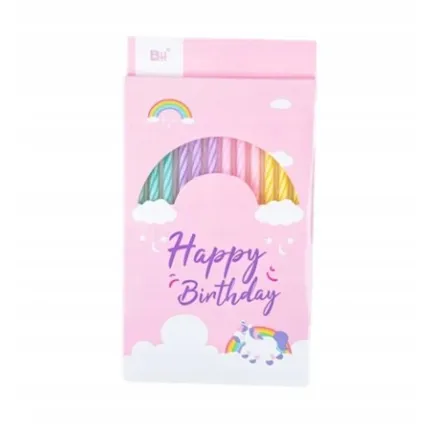 Świeczki dekoracja na TORT kolorowe pastelowe 13 cm 12 szt