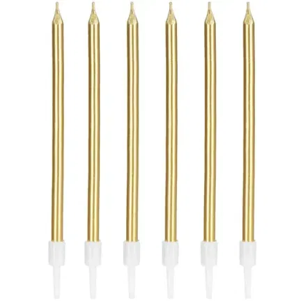 Świeczki dekoracja na TORT złote długie 11 cm 6 szt