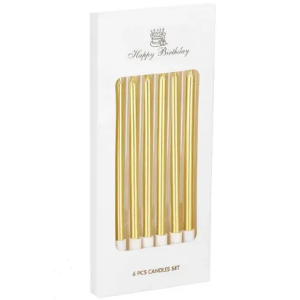 Świeczki dekoracja na TORT złote długie 11 cm 6 szt