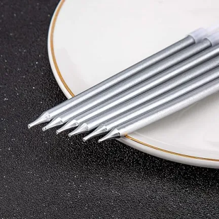 Świeczki dekoracja na TORT srebrne długie 11 cm 6 szt