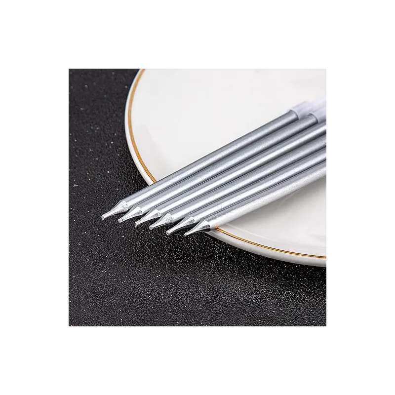 Świeczki dekoracja na TORT srebrne długie 11 cm 6 szt