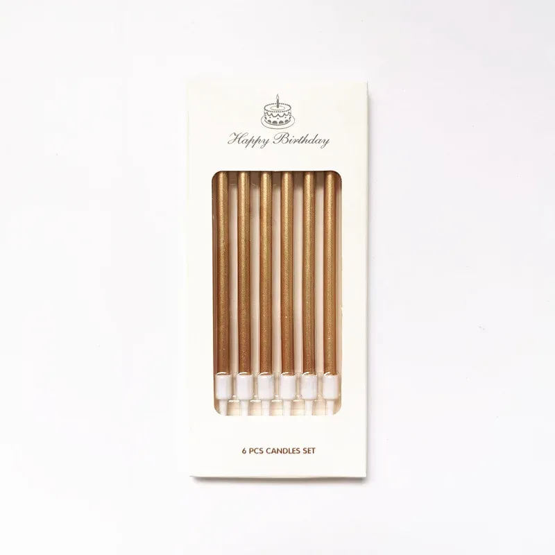 Świeczki dekoracja na TORT szampańskie długie 11 cm 6 szt