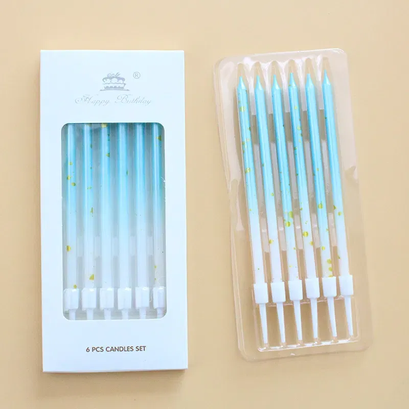 Świeczki dekoracja na TORT niebiesko złote długie 11 cm 6 szt Świeczki dekoracja na TORT niebiesko złote długie 11 cm 6 szt