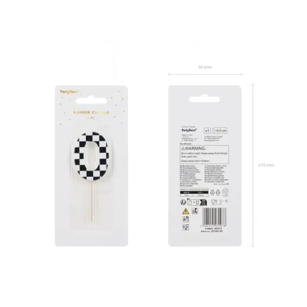 Świeczka urodzinowa Cyferka Szachownica 0, 5.5 cm