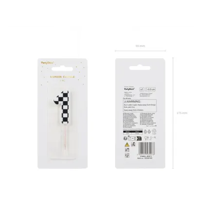 Świeczka urodzinowa Cyferka Szachownica 1, 5.5 cm