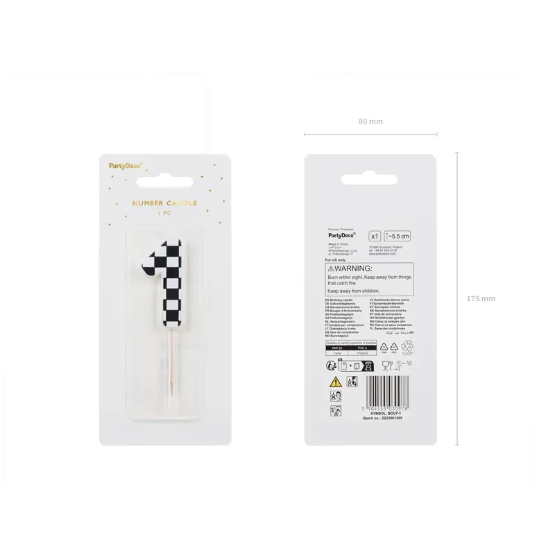 Świeczka urodzinowa Cyferka Szachownica 1, 5.5 cm