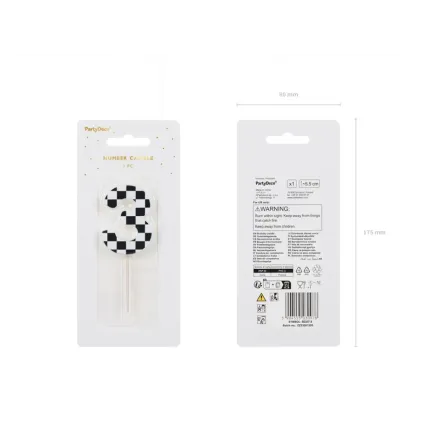 Świeczka urodzinowa Cyferka Szachownica 3, 5.5 cm Świeczka urodzinowa Cyferka Szachownica 3, 5.5 cm