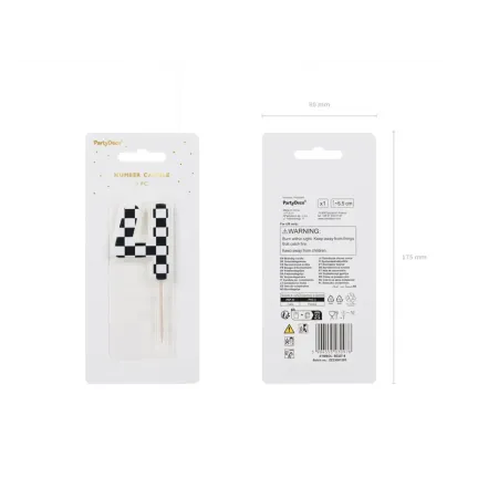 Świeczka urodzinowa Cyferka Szachownica 4, 5.5 cm