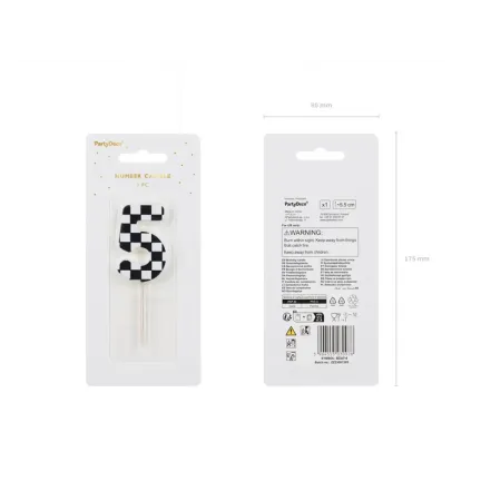 Świeczka urodzinowa Cyferka Szachownica 5, 5.5 cm
