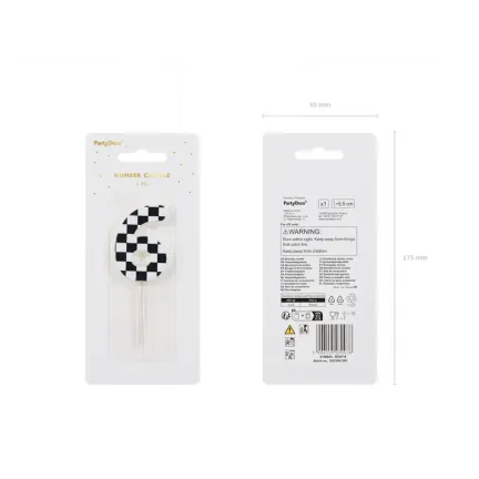 Świeczka urodzinowa Cyferka Szachownica 6, 5.5 cm Świeczka urodzinowa Cyferka Szachownica 6, 5.5 cm