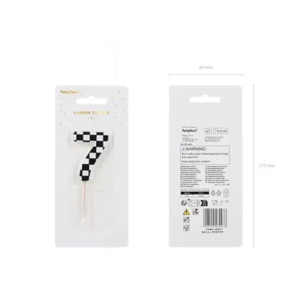 Świeczka urodzinowa Cyferka Szachownica 7, 5.5 cm