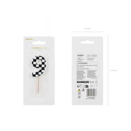 Świeczka urodzinowa Cyferka Szachownica 9, 5.5 cm Świeczka urodzinowa Cyferka Szachownica 9, 5.5 cm