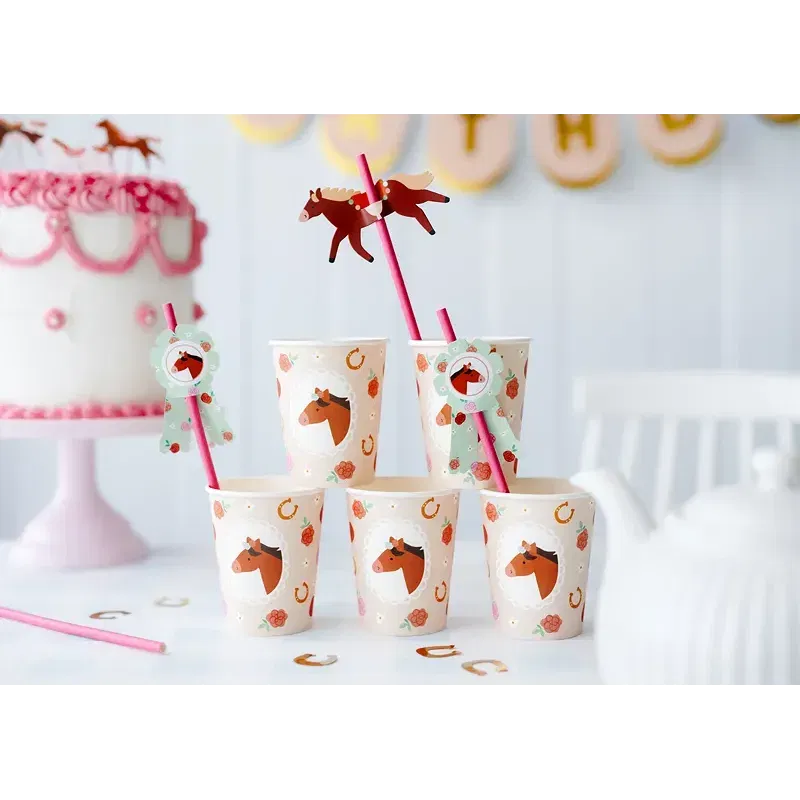 Słomki Konie, 19.5 cm 6 szt. Słomki Konie, 19.5 cm 6 szt.