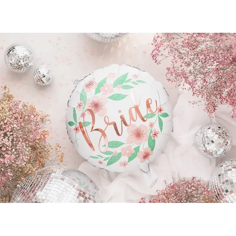 Balon foliowy Bride kwiaty 45cm, biały